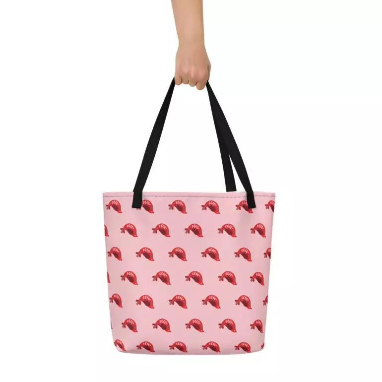 all over print large tote bag w pocket black back 6421b880112f6