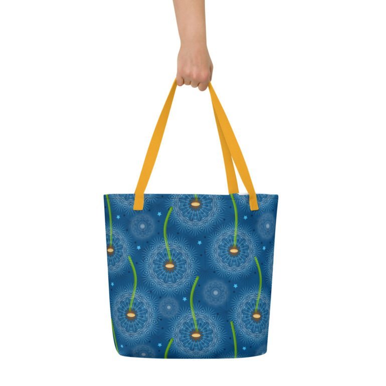 all over print large tote bag w pocket yellow back 6424189a08832