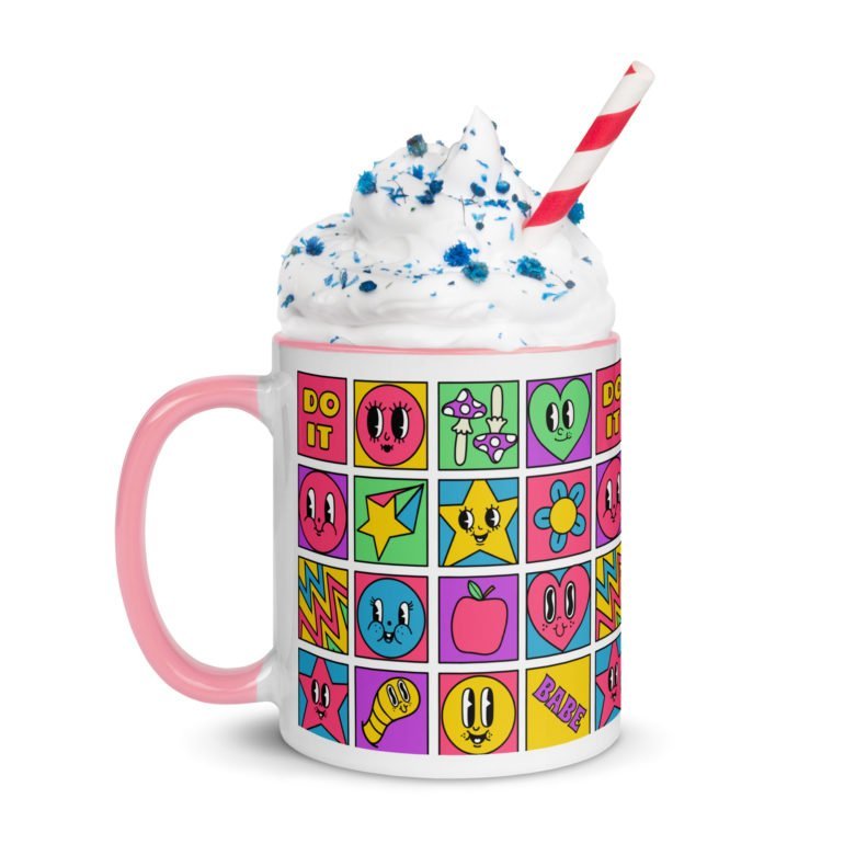white ceramic mug with color inside pink 11oz left 64243ea82a122