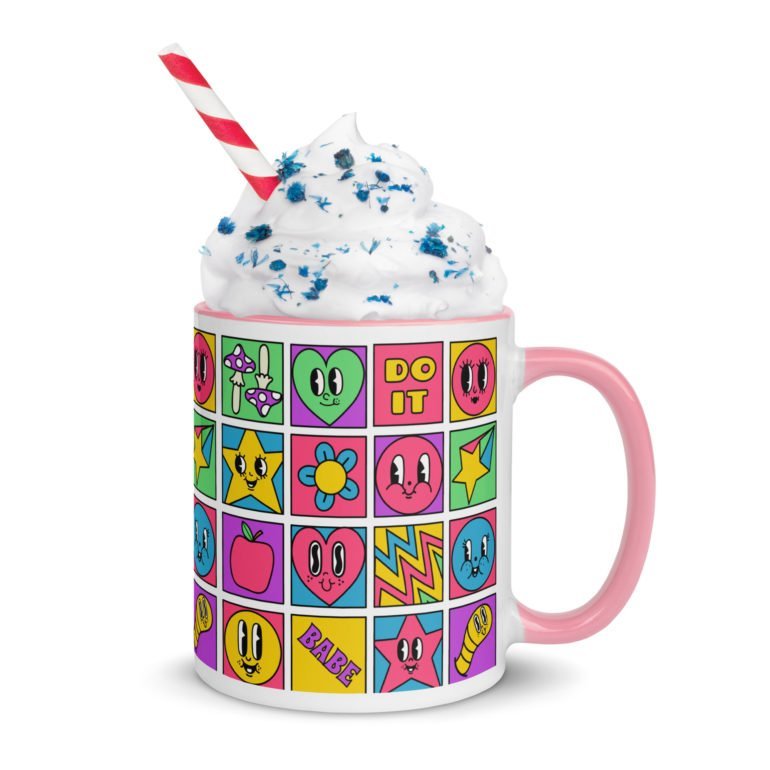white ceramic mug with color inside pink 11oz right 64243ea82a194