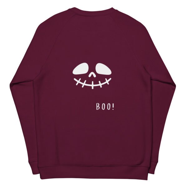 unisex organic raglan sweatshirt burgundy back 650be075048ee